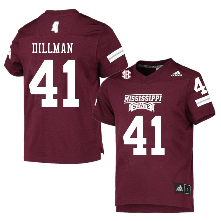 Men #41 Manuel Hillman Mississippi State Bulldogs College Football Jerseys Sale-Maroon